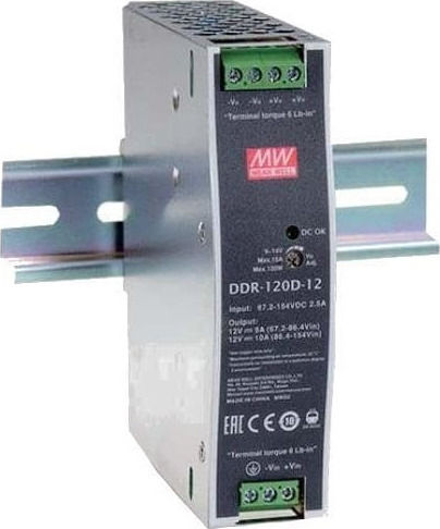 Mean Well Τροφοδοτικό Ράγας DDR-120B-48 με Έξοδο 48V και Ισχύ 120W 2.5A 2.5A
