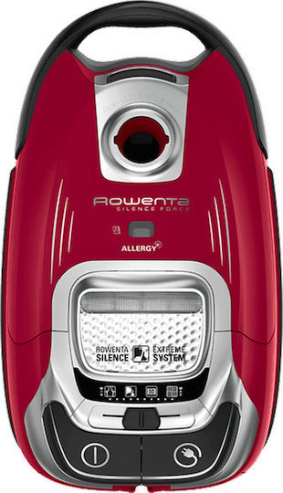 Rowenta Silence Force Allergy+ Ηλεκτρική Σκούπα 400W με Σακούλα 4.5lt Κόκκινη