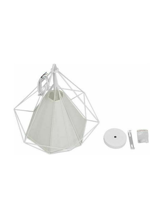GloboStar Kairi Deckenleuchte Weißes Raster mit Lampenbirnensockel E27 38x39x39cm