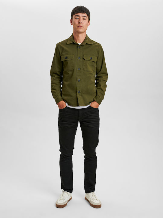 Topper Overshirt Mânecă Lungă În Linie Regular Fit Kaki