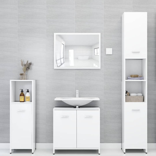vidaXL Floor Bathroom Column Cabinet L30xD30xH183.5cm White