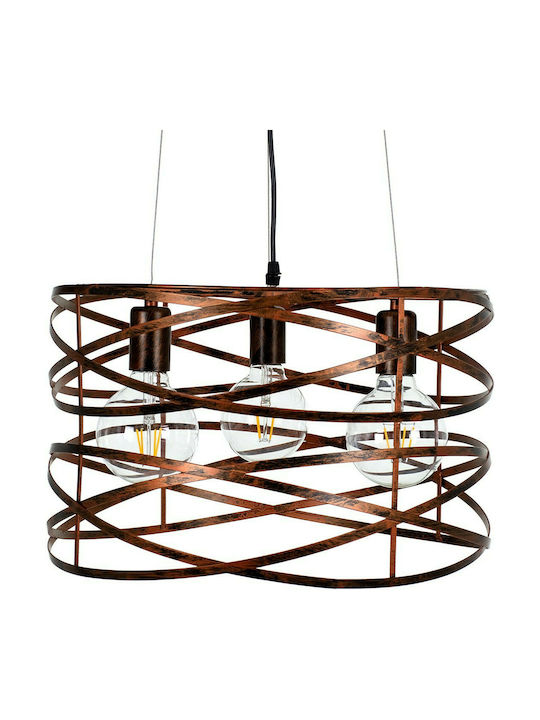 GloboStar Token Pendant Light Brown Grid with Socket E27 44x44x29cm