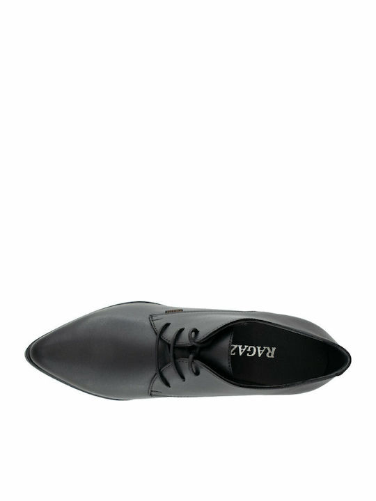 Leder Damen Oxford-Stiefeletten Schwarz