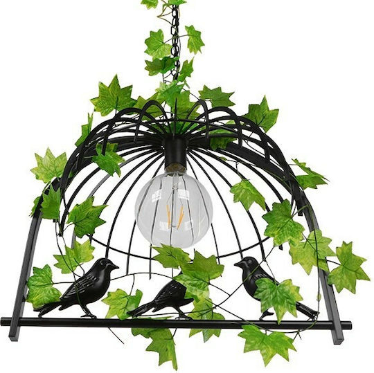 GloboStar Mizu Hängelampe Schwarz Raster mit Fassung E27 48.5x37.5x42cm.