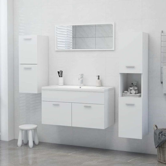 vidaXL Wall Hung Cabinet Bathroom Column Cabinet L30xD30xH130cm White