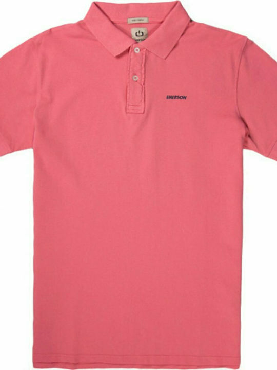 Emerson Men's Short Sleeve Blouse Polo Coral Pink