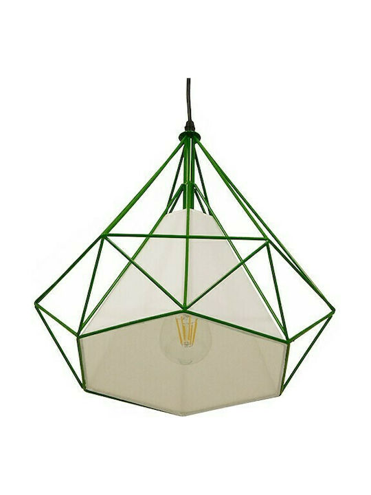GloboStar Kairi Pendant Light Green Grid with Socket E27 38x38x39cm