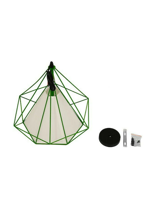 GloboStar Kairi Pendant Light Green Grid with Socket E27 38x38x39cm