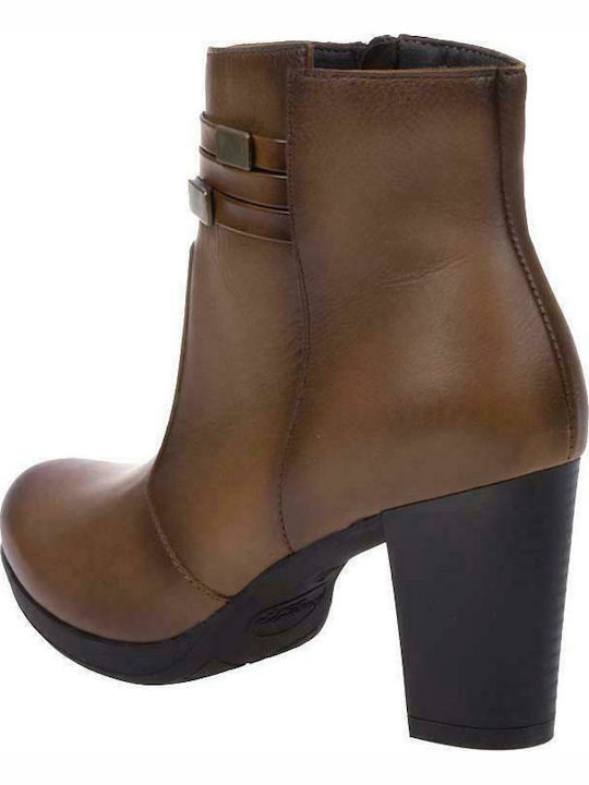 Leder Stiefeletten Damen Tabac Braun