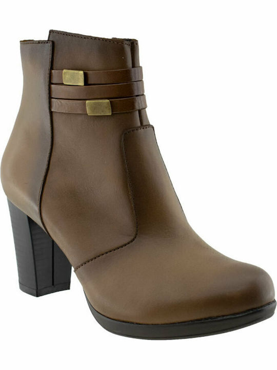 Leder Stiefeletten Damen Tabac Braun