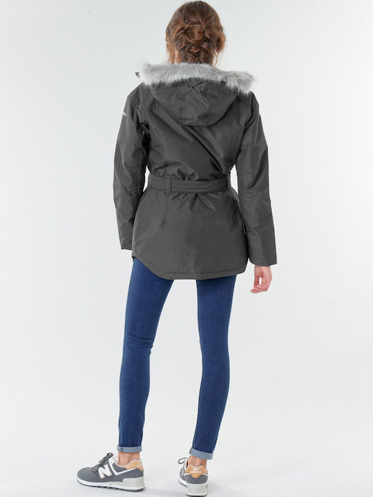 Carson Women's Long Parka Jacket for Winter with Hood Black