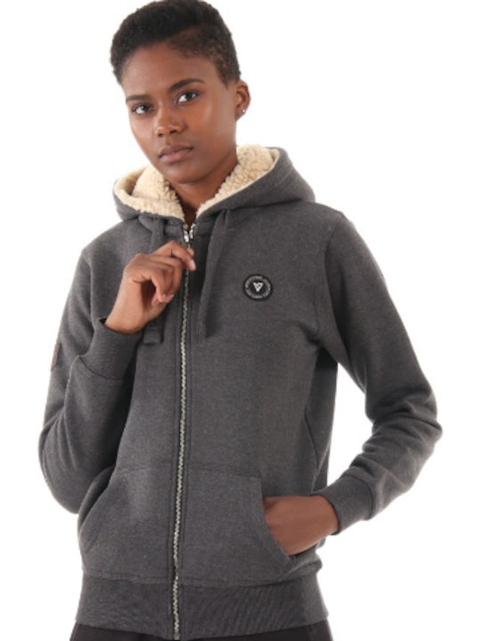 Damen Sweatshirtjacke Kapuzen Schwarz