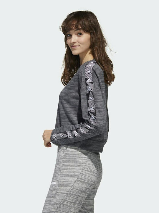 Essentials Tape Cropped Γυναικείο Φούτερ Dark Grey Heather