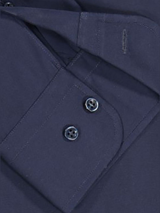 Long-sleeved Cotton Shirt Navy Blue