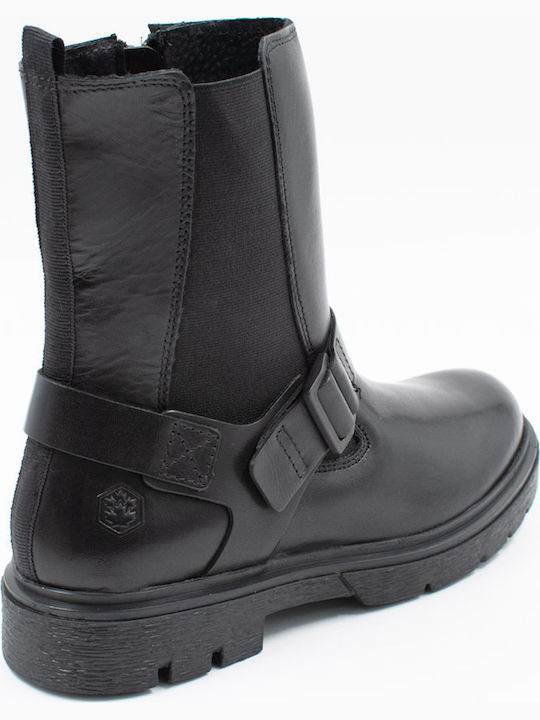 Leder Stiefeletten Damen Schwarz