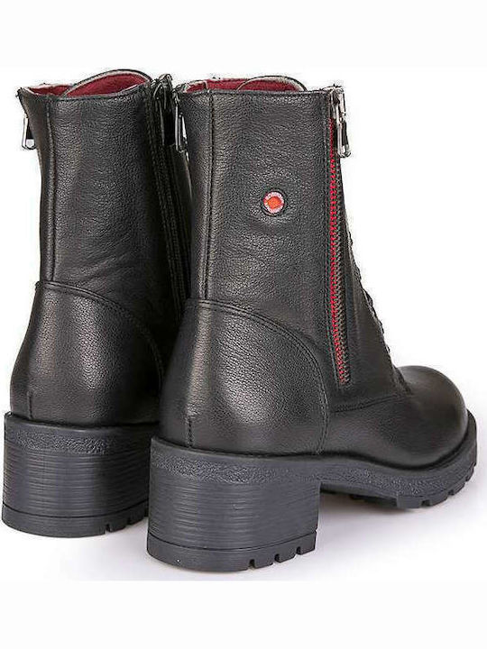 Leder Stiefeletten Damen Schwarz