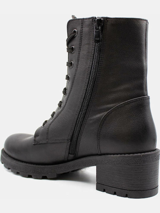 Leder Stiefeletten Damen Schwarz