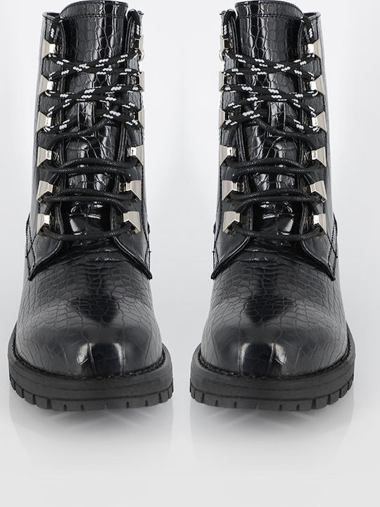 62685 Leder Stiefeletten Damen Cocus Black