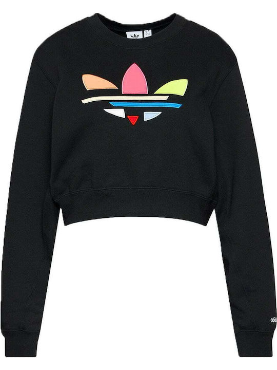 Originals Adicolor Cropped Γυναικείο Φούτερ French Terry Μαύρο