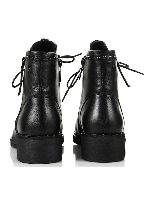 66968 Leder Stiefeletten Damen Schwarz