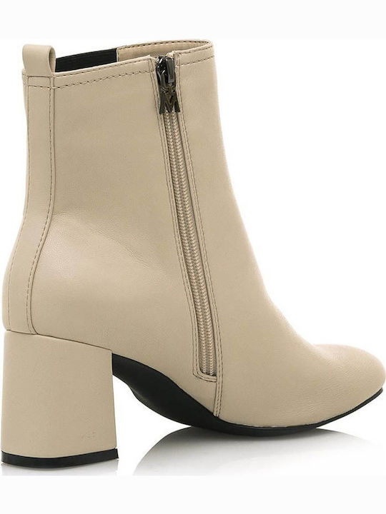 62555 Damen Chelsea Stiefeletten mit mittlerem Absatz Beige