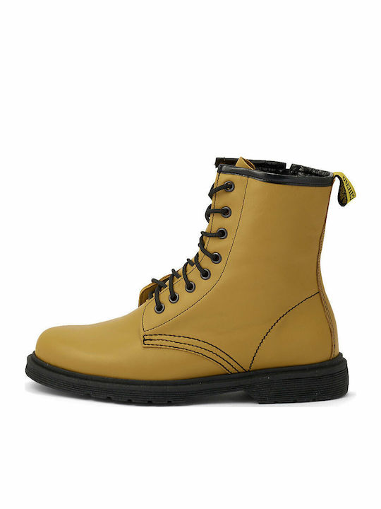 Leder Stiefeletten Damen Gelb