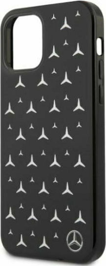 Mercedes-Benz Silver Stars Pattern Back Cover Πλαστικό Μαύρο (iPhone 12 / 12 Pro)