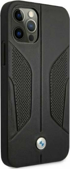 BMW Leather Perforate Sides Back Cover Δερμάτινο Μαύρο (iPhone 12 / 12 Pro)