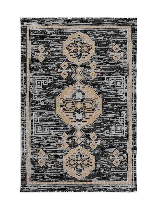 B3018A Teppich Rechteckig Baumwolle Black L.Grey Ecokilim Schwarz L.Grau