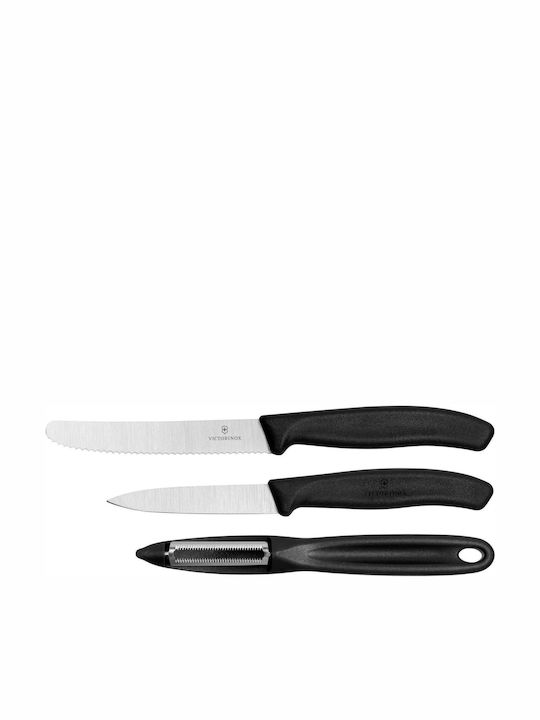 Kitchen Knives And Peeler Black 3-Pieces Set Swiss Classic 6.7113.31  VICTORINOX