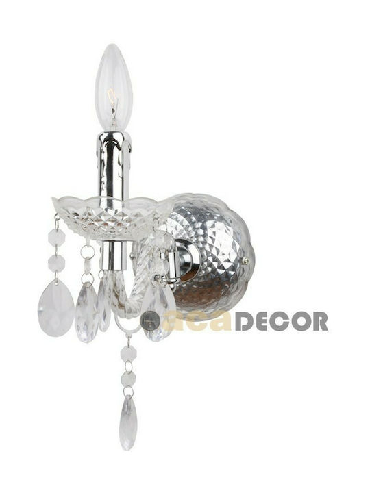 Aca Vintage Wall Lamp with Socket E14 Silver Width 18cm