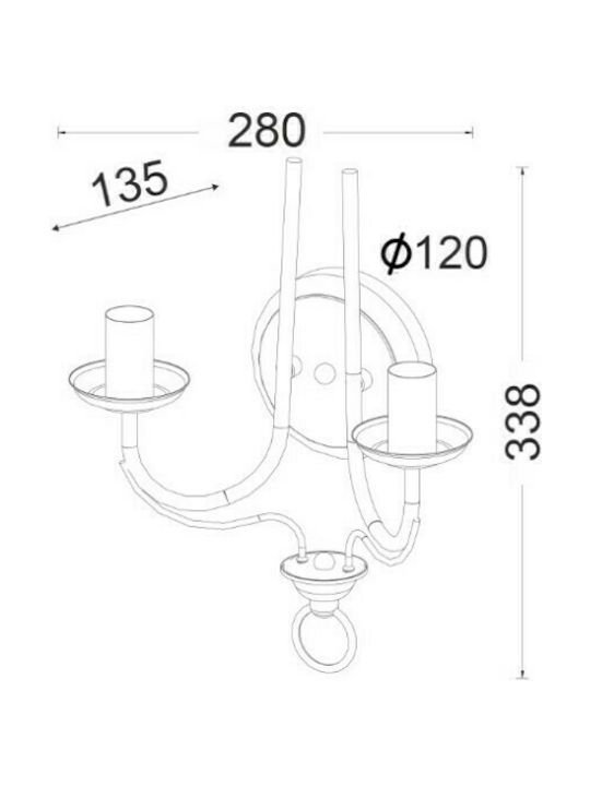 Aca Classic Lamp Wall with Socket E14 White 28x28x38cm