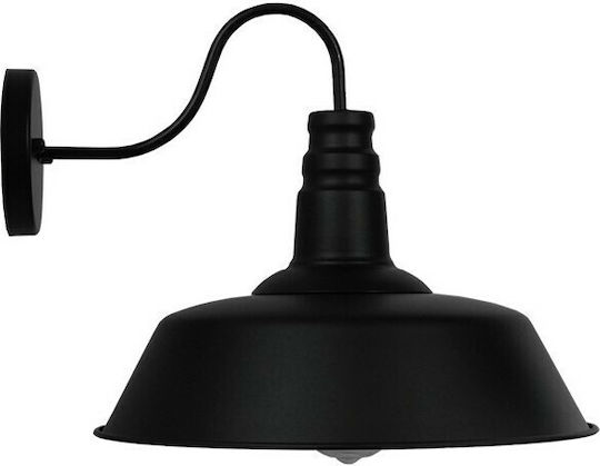 GloboStar Industrial Wall Lamp with E27 Lamp Bulb Base Black 42x36x36cm