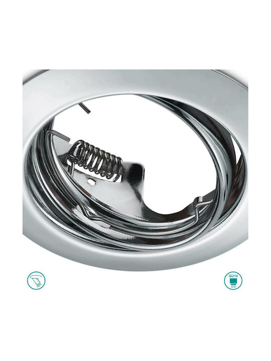Trio Lighting Jura Rund Metallisch Einbau Spot mit Fassung GU10 Silber 8.3x8.3cm. 1Stück