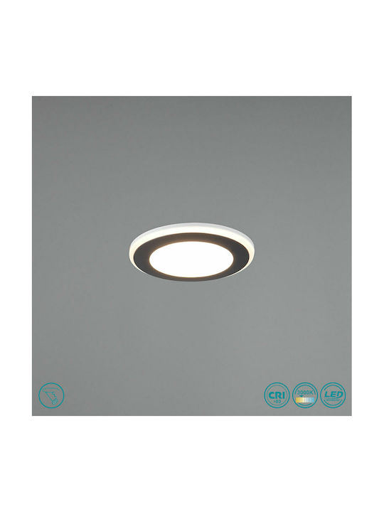Trio Lighting Aura Round Plastic Recessed Spot with Integrated LED and Warm White Light Black 8.2x8.2cm. 1pcs