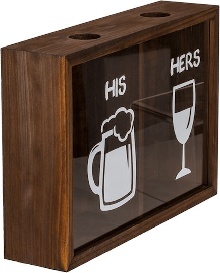 Out of the Blue His & Hers Drinking Accessories Wooden Storage Box Beer And Wine Caps 71/3191