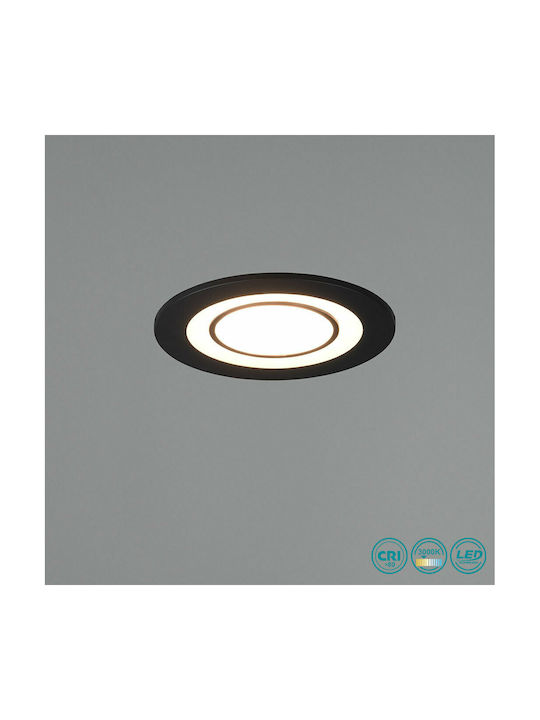 Trio Lighting Core Rund Kunststoff Einbau Spot mit integriertem LED und Warmweißes Licht Schwarz 8.2x8.2cm. 1Stück
