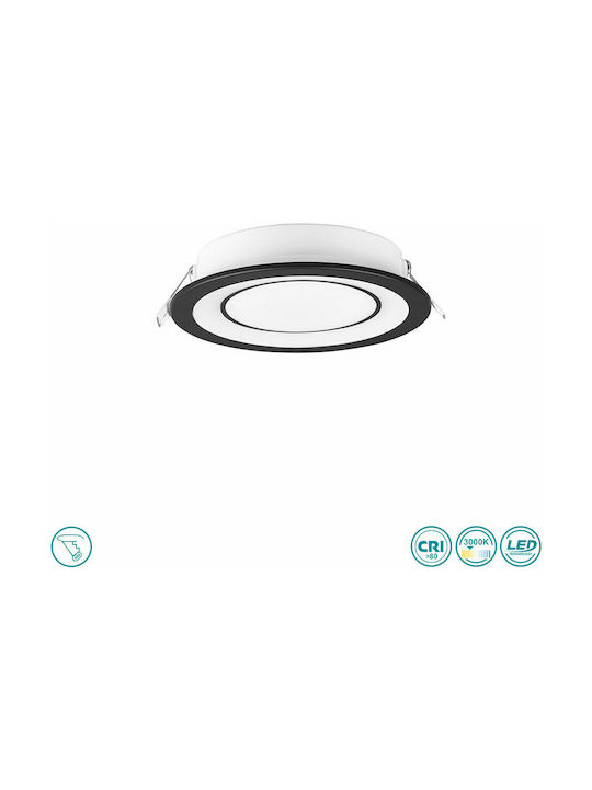 Trio Lighting Core Round Plastic Recessed Spot with Integrated LED and Warm White Light Black 14.8x14.8cm. 1pcs