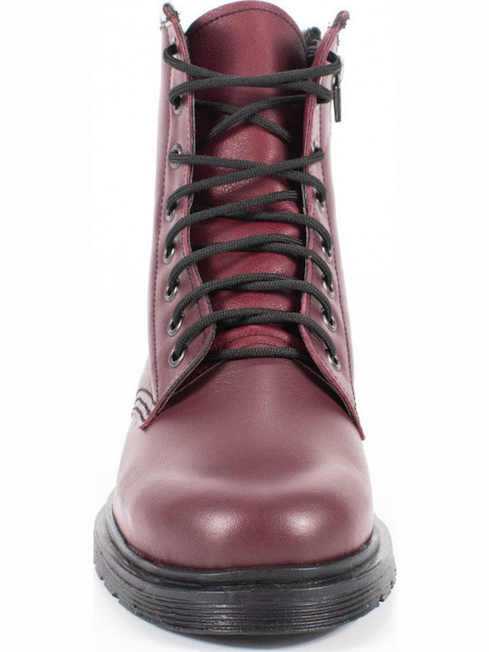 Leather Women's Ankle Boots Burgundy