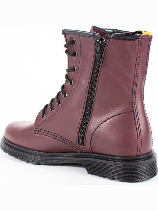 Leather Women's Ankle Boots Burgundy