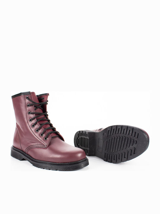 Leather Women's Ankle Boots Burgundy