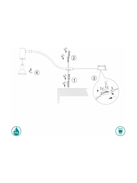 Trio Lighting Giada Modern Lamp Bathroom with Socket GU10 Silver 5.4x5cm