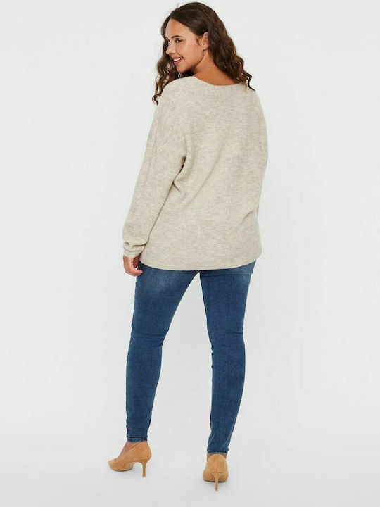 Vero Moda Women's Long Sleeve Pullover Wool with V Neck Birch