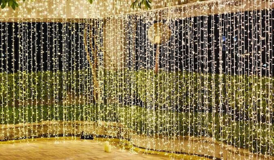 240 Светлини LED 2m. x 100бр Топъл бял тип Завеса 1бр
