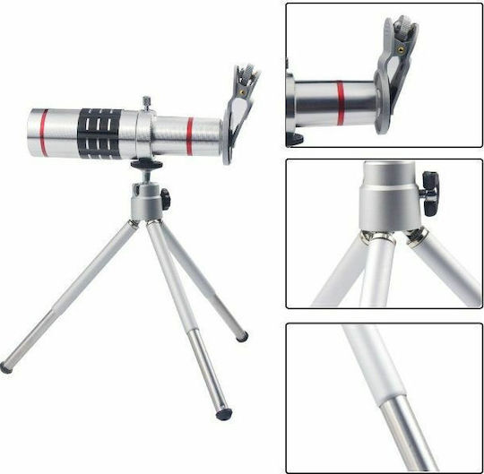 HX-1805 Phone Camera Lens Set Telephoto 18x in Silver Colour