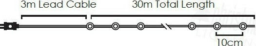 300 Lights LED 30m. Cold White in String 1pcs