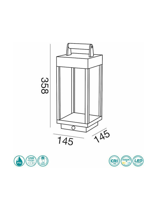 Gea Luce Queen Outdoor Floor Lamp Lantern LED Outdoor Space IP54 Black