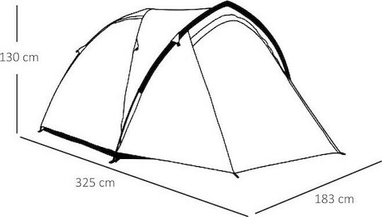 Outsunny Summer Camping Igloo Tent Grey for 4 People 325x183x130cm