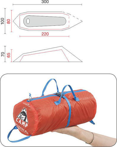 Camp Minima 1SL Camping Tent Tunnel Mountaineering Orange with Double Cloth 3 Seasons for 1 Person Waterproof 2000mm 290x92x67cm