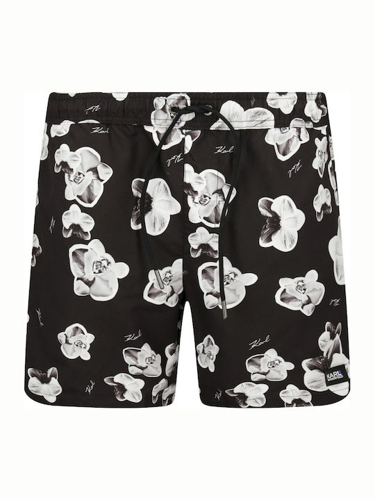 20MBM12 Men's Swimwear Shorts Black with Patterns